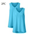 thumbnail image 4 of QUINDOS 2 Pack Tank Tops for Women Summer Casual Basic Camisoles for Women Multi Pack Strap V-Neck Sleeveless Cami Shirts Solid Color Loose Undershirts, 4 of 5