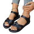 thumbnail image 6 of YgkuHd Women's Casual Flat Sandals Modern Crisscross Toe Strap Sleek Ankle Strap Contoured Padded Footbed Black,5.5, 6 of 9