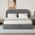 thumbnail image 2 of Queen Size Lift Up Storage Bed Frame with Hydraulic Storage System, Teddy Fleece Upholstered Platform Bed with Headboard for Bedroom, No Spring Box Needed, Gray, 2 of 7