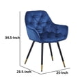 thumbnail image 5 of Alix 25 Inch Modern Dining Chair, Button Tufted, Set of 2, Blue, Black- Saltoro Sherpi, 5 of 6