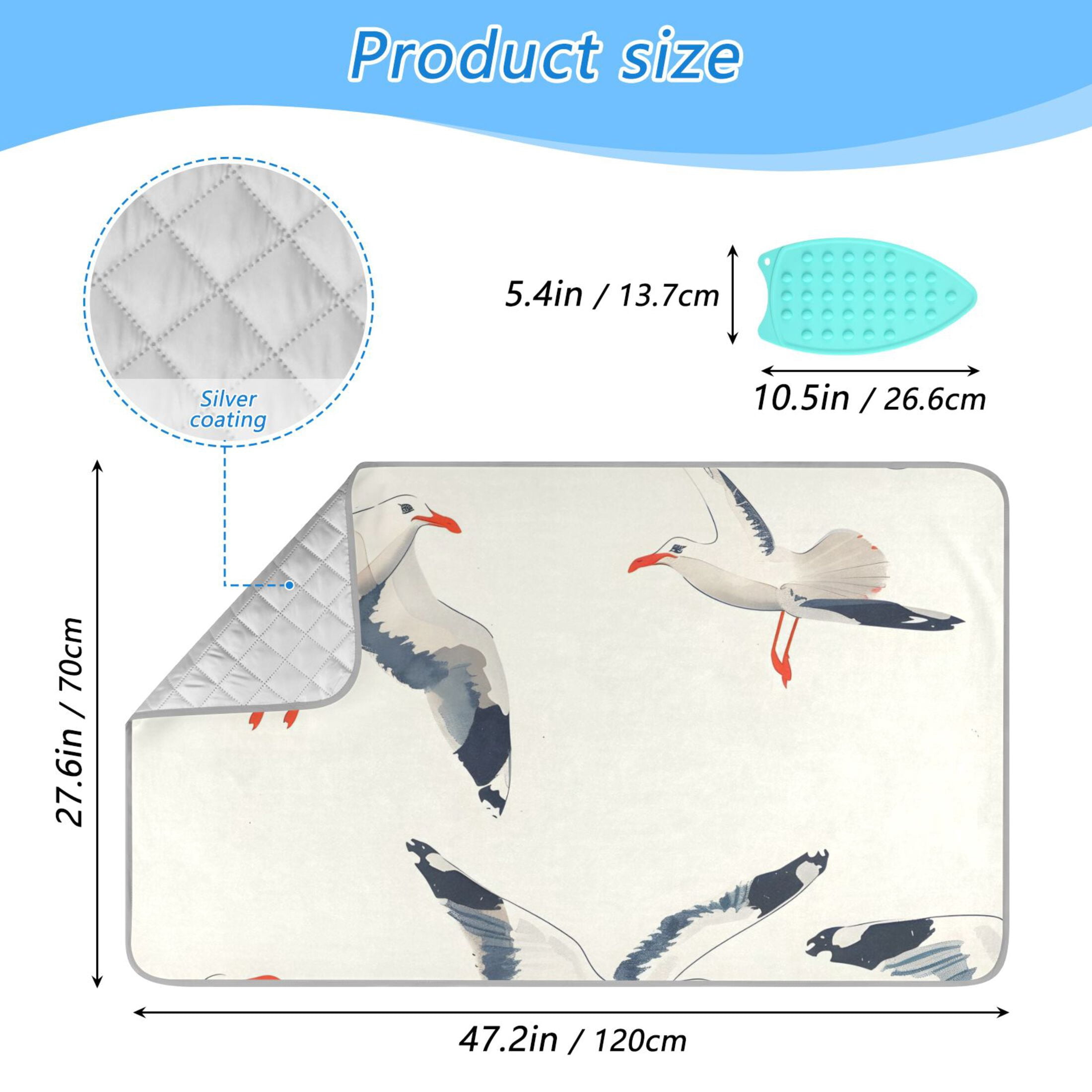 Seagull Ironing Board Covers Heat Resistant Ironing Pad Mat Portable for Travel Washer Dryer Table