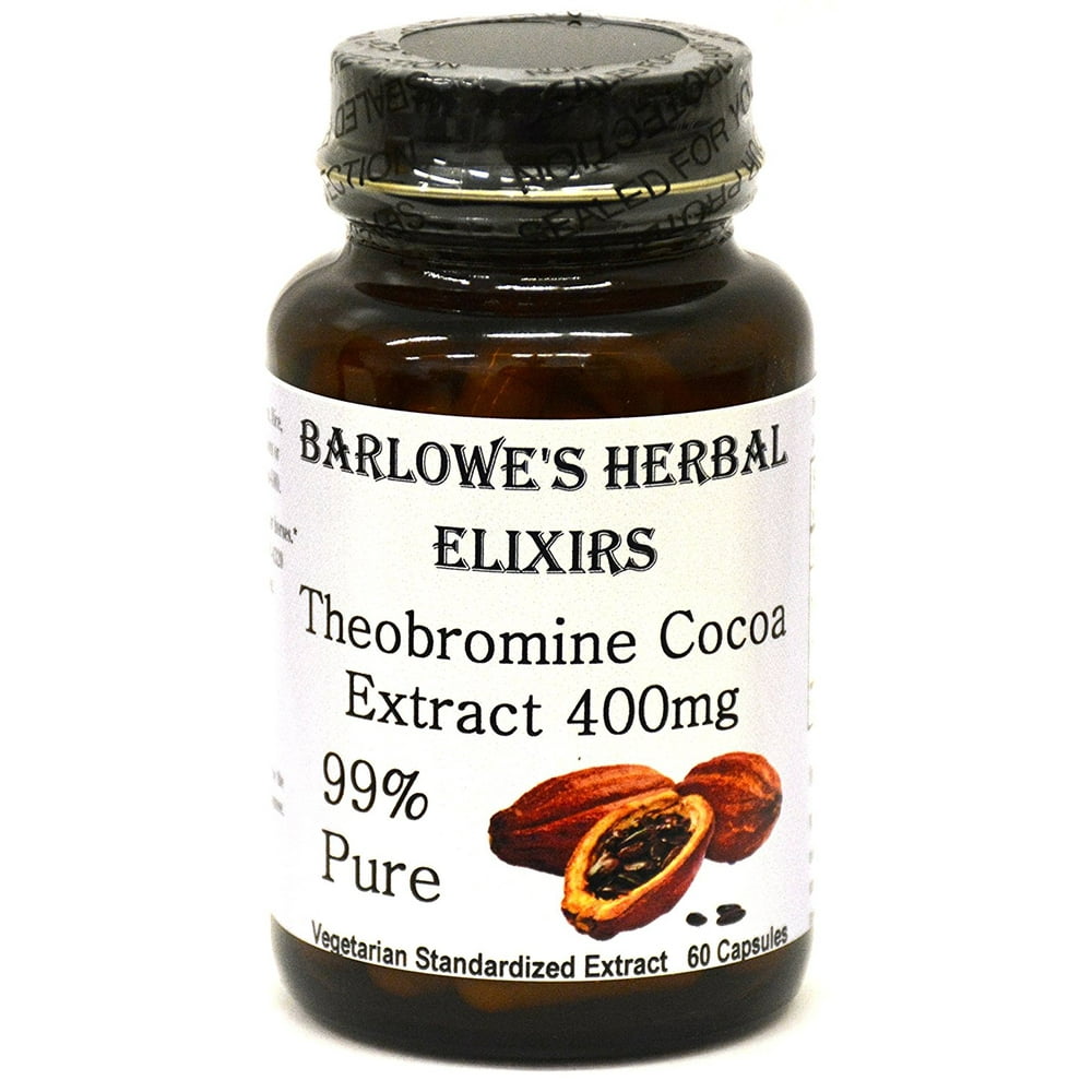 Theobromine Cocoa Extract 99 60 350mg VegiCaps Stearate Free, Bottled in Glass! FREE