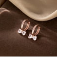 thumbnail image 5 of Sterling Silver Love Bow Hoop Earrings for Women Teens CZ Bow Hoop Earrings Huggie, 5 of 12