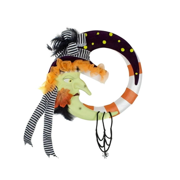 Halloween Wreaths for Front Door, 2025 New Moon Witch Wreath Decor for Indoor Outdoor Party Wall, Halloween Decorations