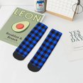 thumbnail image 5 of Uemuo Buffalo Plaid Blue Black Printed Crew Socks, Moisture-Wicking Socks, Athletic Socks for Men Breathable Cushion Socks Casual Sport Socks for Running Traveling, 5 of 6