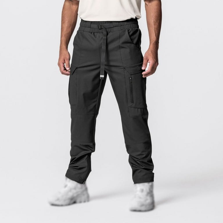 2DXuixsh Mens Pants Sports Pants for Men Male Fitness Running Trousers Loose Waist Solid Color Pocket Loose Sweatpants Pants for Men Nylon Black Xl Walmart