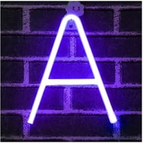 Letter Neon Lights, LED Neon Night Light Neon Lights Wall Decorative Night Light for Kids Bedroom Battery USB Operated Purple