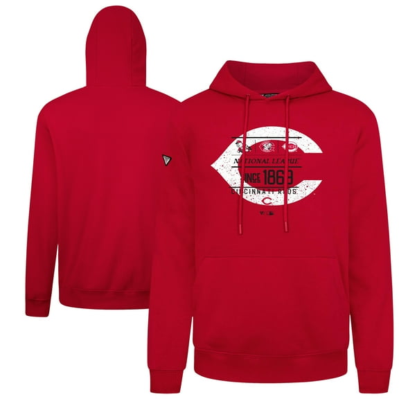 Men's-Levelwear  Red Cincinnati Reds Distressed Podium Acumen Pullover Hoodie