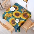 thumbnail image 2 of Blue Sunflower Pattern Square Tablecloth,Waterproof Square Table Cover,Wipeable Spillproof Washable Table Cover for Home Kitchen Party Decor 60"x60"(152x152cm), 2 of 6