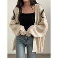 thumbnail image 2 of ZHaobin Oversize Cardigan Sweater Women Casual Loose Lazy Wind Korean Tops Vintage Long Sleeve Lady Simple Design Cardigan (Black,One Size), 2 of 6