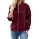 thumbnail image 2 of Suéter Tipo Cárdigan con Cremallera para Mujer, Sudadera con Capucha, Chaqueta de Larga, Conjuntos de Cuello Redondo, Abrigo Informal. Vino Tinto M, 2 of 10