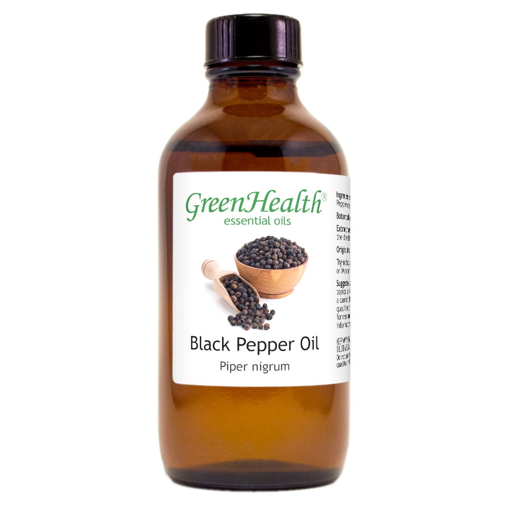 Black Pepper Essential Oil 4 fl oz (118 ml) Glass Bottle w/ Cap 100