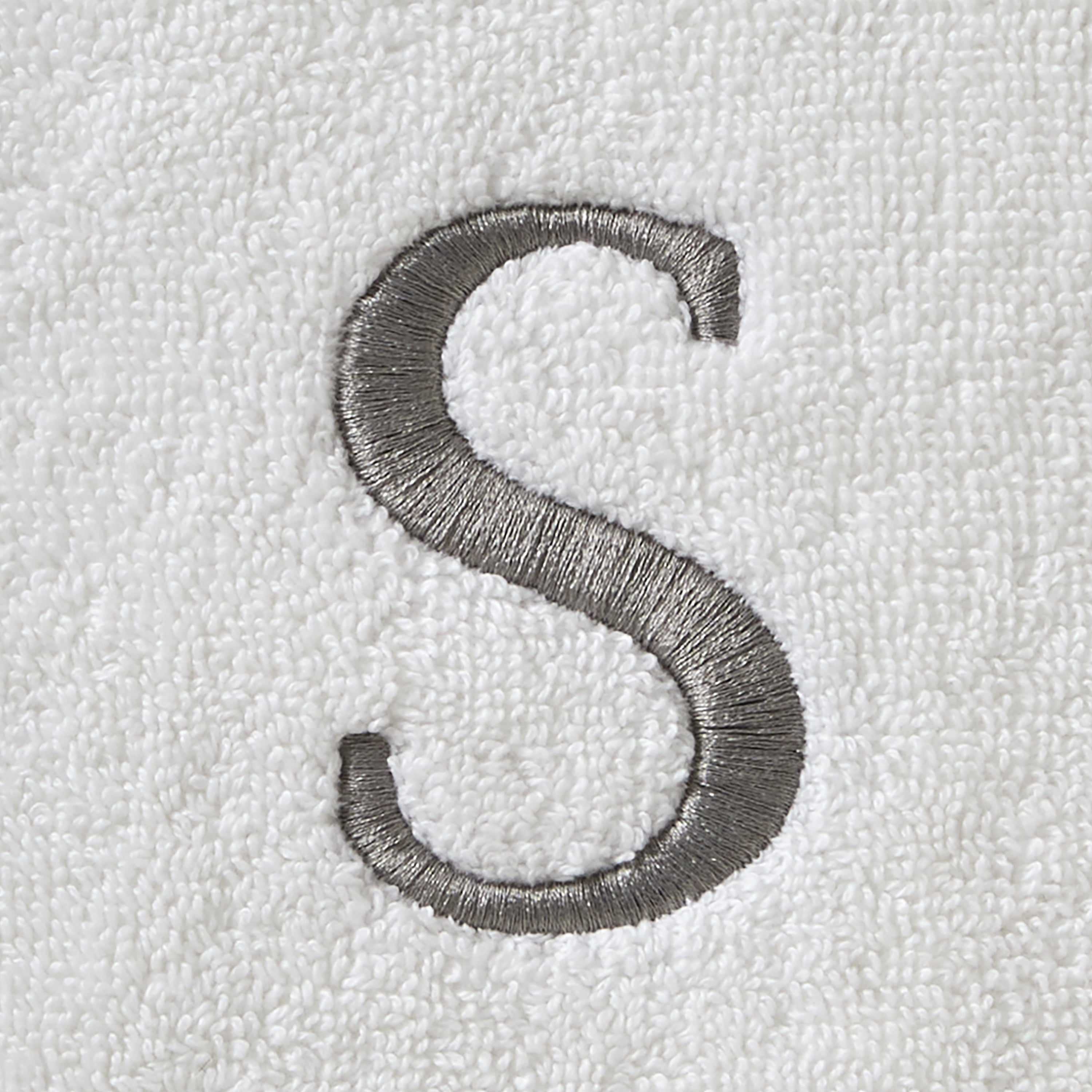 SKL Home Casual Monogram Hand Towel (2-Pack), "S", White