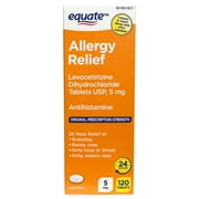 Equate Levocetirizine Dihydrochloride USP Allergy Relief Tablets, 5 mg, 120 Count