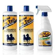 Mane 'n Tail Shampoo & Conditioner (32 oz Each) + Detangler (16 oz) – Softens, Strengthens & Reduces Breakage for Healthier, Manageable Hair