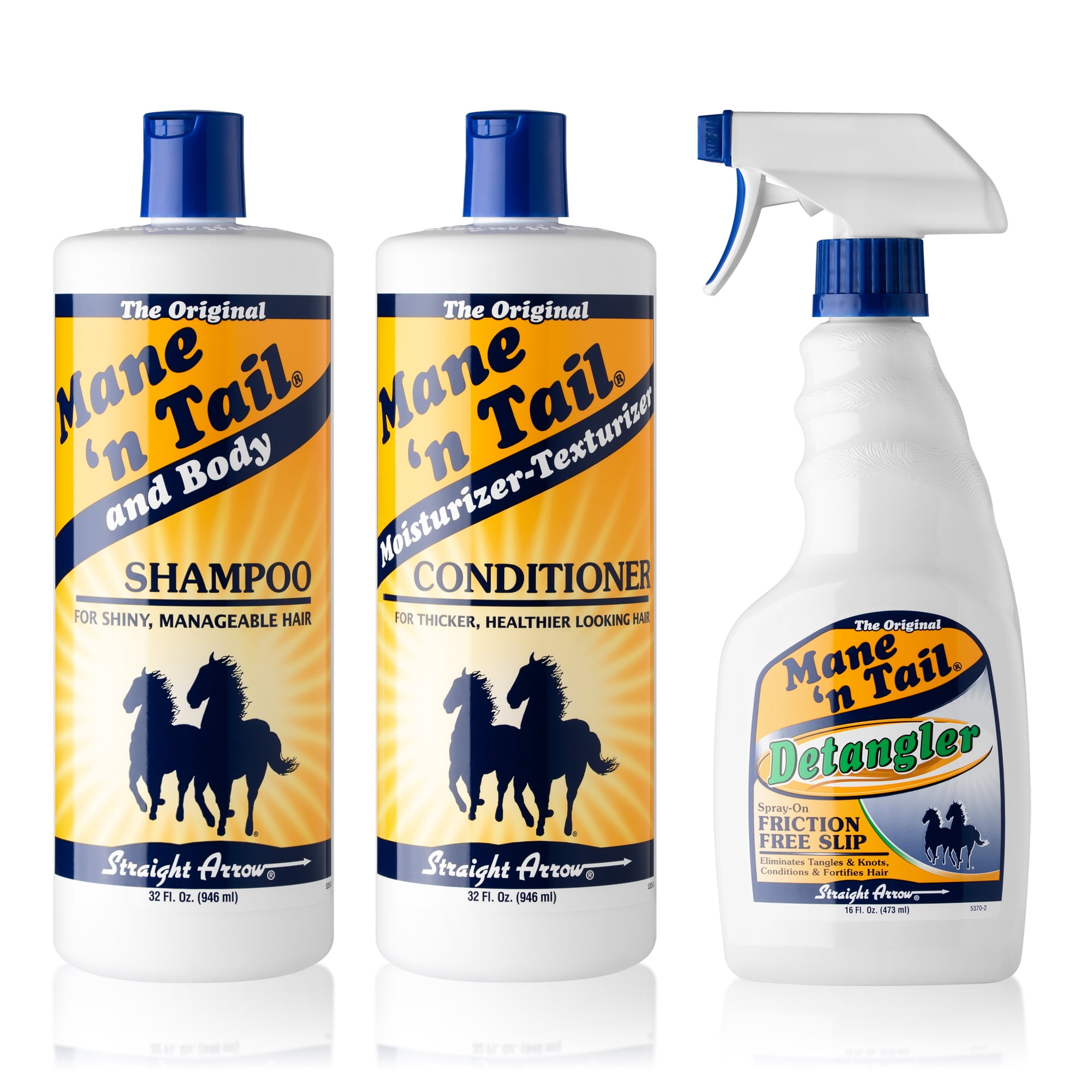 Mane 'n Tail Shampoo & Conditioner (32 oz Each) + Detangler (16 oz) – Softens, Strengthens & Reduces Breakage for Healthier, Manageable Hair