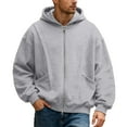 thumbnail image 4 of XIAONU Mens Hoodies Oversized Pockets Trendy Full Zip Hooded Sweatshirt Solid Color Loose Fi Long Sleeves Hoodie Casual Daily Wear, 4 of 5