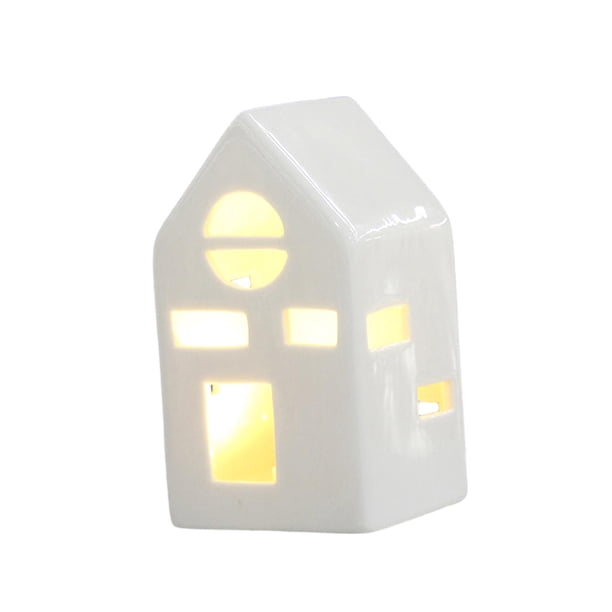 Luz nocturna LED de cerámica con forma de pueblo navideño para café Estilo B