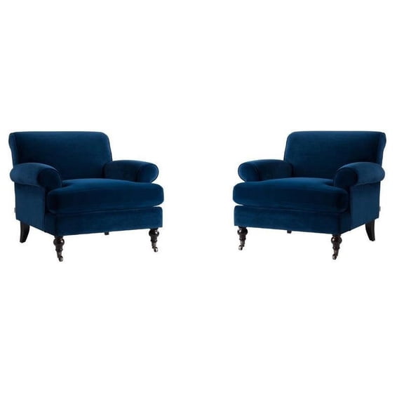 2 Piece Set of Accent Arm Chair in Navy Blue