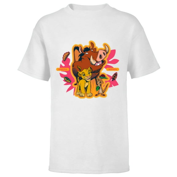 Disney The Lion King Simba Timon Pumbaa Hakuna Matata - Short Sleeve T-Shirt for Kids - Customized-White