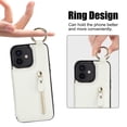thumbnail image 6 of Wallet Case for iPhone 11, Premium Vintage PU Leather Magnetic Closure Handbag Zipper Pocket Case Kickstand Card Holder Slots with Ring Hook Shockproof Flip Cover for iPhone 11, White, 6 of 9