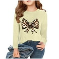 thumbnail image 3 of Ugoldhm Girls Long Sleeve Tops Crewneck Leopard Print Bow Graphic Tees Fall Fashion Cute Shirts, 3 of 4