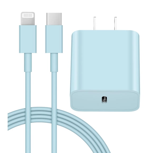 Cargador Coreykin 20W PD USB-C con cable rápido de 1,8 m, azul