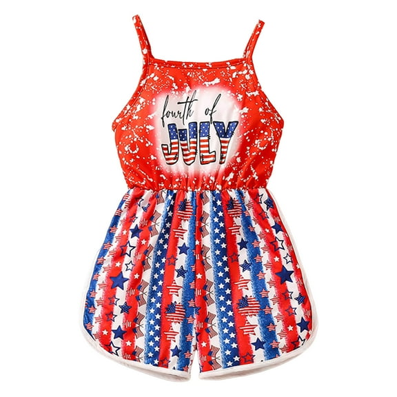 Gubotare Girls Romper Shorts Princess Girls Romper Casual Rompers Suspender Toddler to Big Kid,Red 6-7 Years