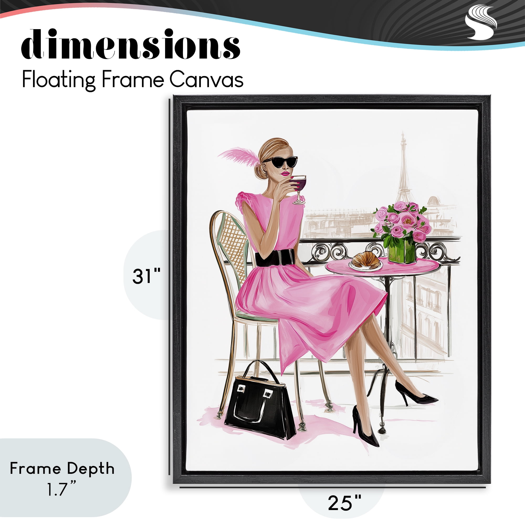 Stupell Industries Parisian Chic on Cafe Balcony Black Framed Floater Canvas Wall Art, design by Jess Stempel