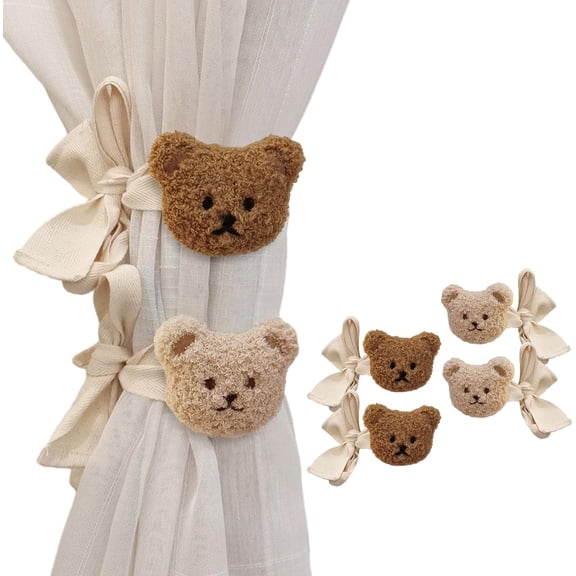 FacoFaco 4Pcs Bear Curtain Tieback Holdbacks for Bedroom Window Treatment Decor