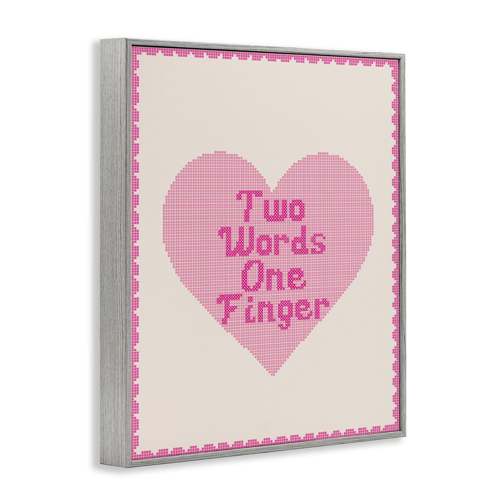 Stupell Industries Two Words One Finger Heart Gray Framed Giclee Art, design by Lil' Rue