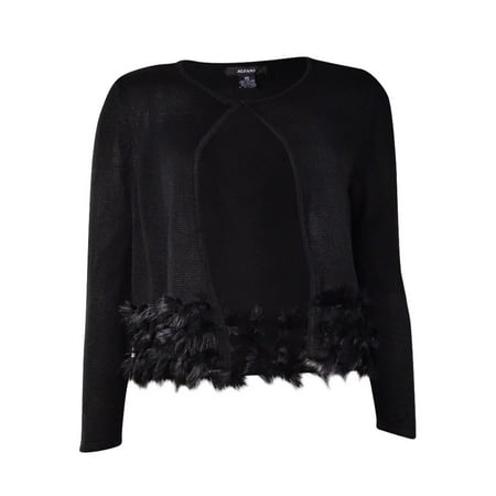 - Alfani Women's Cropped Faux Fur Trim Cardigan Sweater