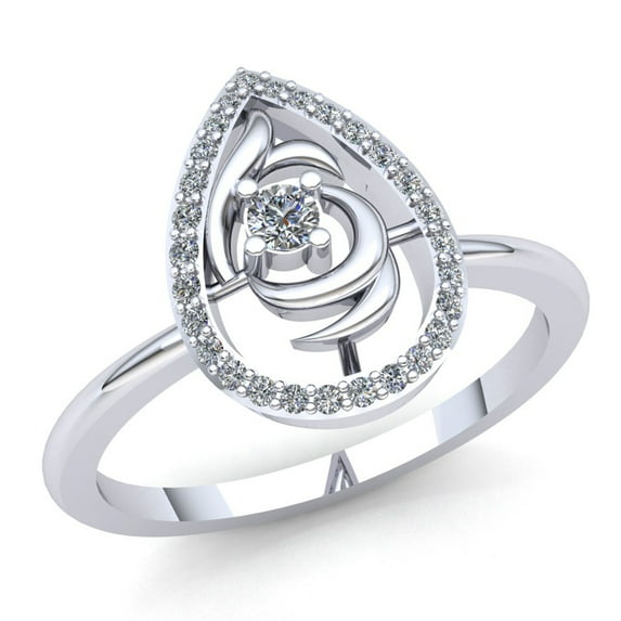 0.75ctw Round Brilliant Cut Ladies Accent Personalized Engagement Fancy Ring Solid 10K Rose, White or Yellow Gold GH I1-I2