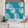 thumbnail image 3 of Kitchen Window Curtains Valance and Tier Set, Summer Blue Ocean Abstract Coral Rod Pocket Tier Curtain Valance Set, Modern Minimalist Art Light Filtering Cafe Curtains for Bedroom Living Room, 3 of 9