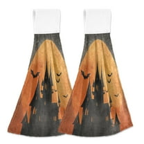 2 Bathroom Towels Kitchen Towels 18.2x14In Velcro Hand Wipes Dish Cloths & Dish Towels Washroom Towels Face Towel Hand Wipes Halloween Castle