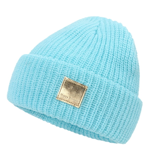ManxiVoo Bonnet Tricoté à Revers Extensible Protection des Oreilles Bonnet d'Hiver pour Garçons et Filles Bleu