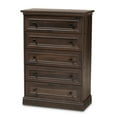 thumbnail image 1 of Baxton Studio Commode en Bois Nolan Hazel Finition Noyer Brun 5 Tiroirs, 1 of 9