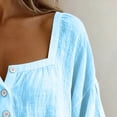 thumbnail image 6 of Only Moment Lightweight Soft Casual Shirts for Women 3/4 Sleeve Square Neck Jute Spring Summer Shirts Beach Vacation Clothes Sky Blue,M, 6 of 9