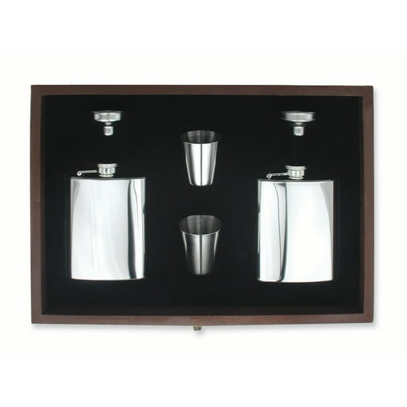 Polished Stainless Steel Two-4oz Flasks Gift Set GP2792