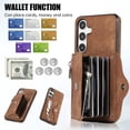 thumbnail image 3 of REQO Phone Case for Samsung Galaxy S24 Plus S24+ 5G Wallet Cover and Tempered Glass Screen Protector with Wrist Crossbody Strap Lanyard Credit Card Holder Stand Cell S24plus 24S + S 24 24+ Women Brown, 3 of 7