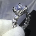 thumbnail image 5 of HeartsAndYou 5ct Princess Moissanite Ice Gatsby Cocktail Engagement Ring for Women 18k White Gold over Silver, 5 of 9
