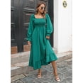thumbnail image 3 of Uniexcosm Women's Maxi Dress Long Sleeve Ruffled Flowy Pleated Cocktail Party Midi Dress, 3 of 7