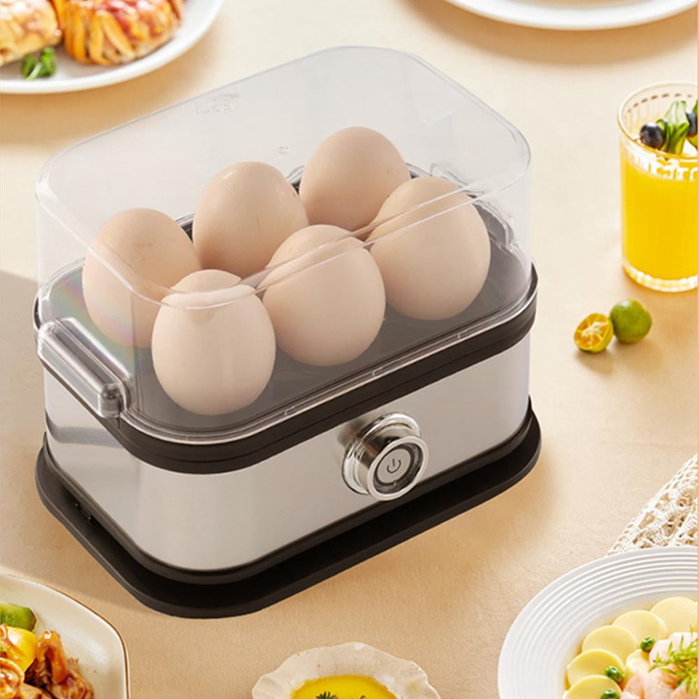ZOUBAOQ Smart Egg Cooker with Auto Shut, Effortless Egg Cooking with The Stainless Steel Egg Cooker, Multi-Function 6-in-1 Electric Rapid Egg Cooker For Hard/Soft/Medium Boiled