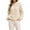 Beige, variant on Cable Knit Womens Hooded Sweater Solid Color Drawstring Long Sleeve Oversized Pullover Casual Textured Hoodie Blue L