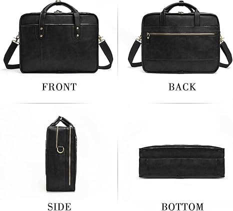 mokzer Leather Briefcases for Men 15.6 Inch Business Computer Bag Laptop Bag for Men Water Resistance Travel Messenger Bag