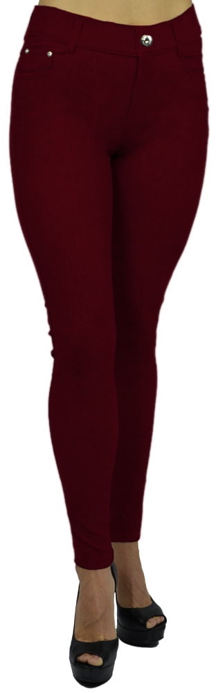 burgundy jeggings walmart