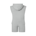 thumbnail image 4 of Men Summer Set Solid Color Sleeveless Hooded Tank Tops Shorts, 4 of 6