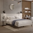 thumbnail image 3 of DG Casa Ali Boucle Queen Extended Headboard Bed Frame, Cream Fabric, Solid & Splayed Wood Legs, 3 of 9