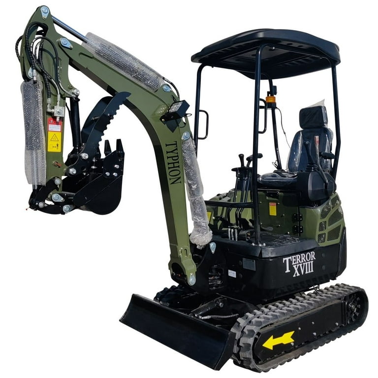 TYPHON Terror XVIII Mini Excavator, 4,000 lb Rubber Track, Kubota