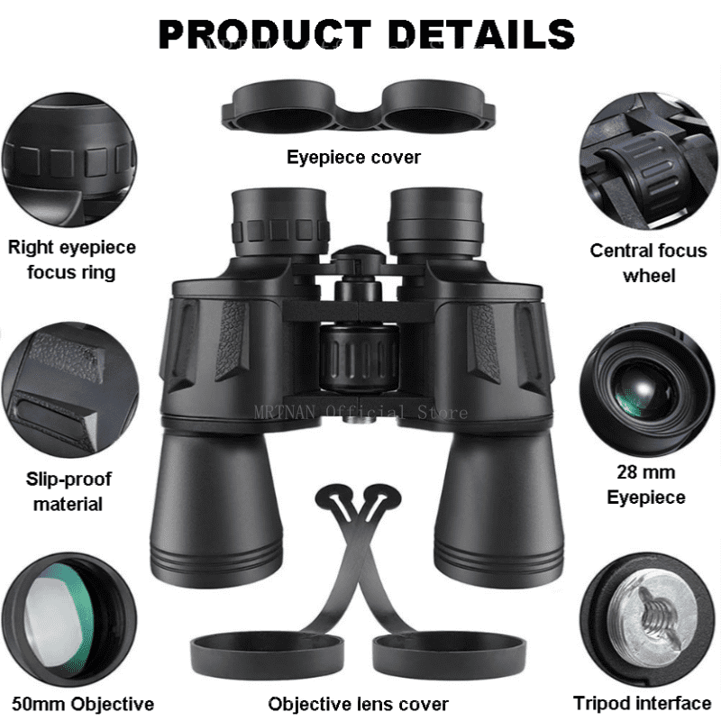 Powerful Telescope 20X50 Professional Binoculars Low Light Outdoor Long Range Waterproof Military Hunting Camping Equipment